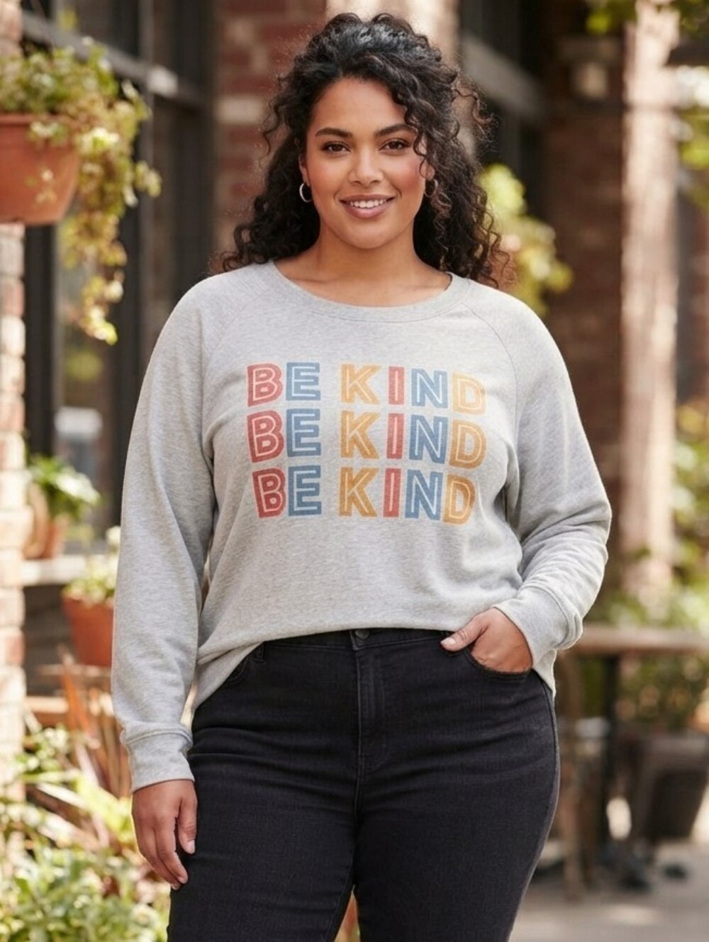 Blooming Jelly "Be Kind" Graphic Sweatshirt Grey Pullover Size XXL Plus Size